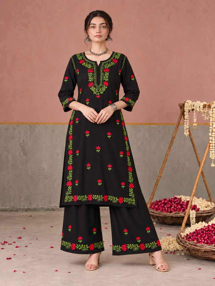 Surmai Rayon Chikankari Co-ord Set