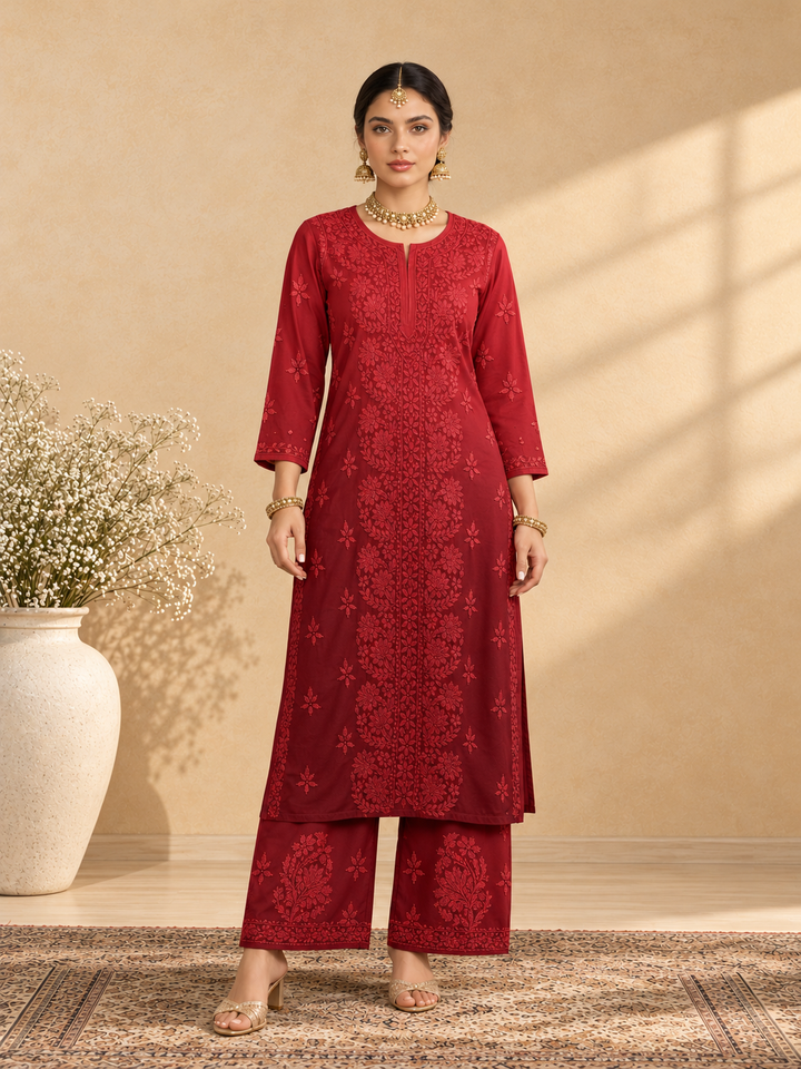 Shireen Modal Chikankari Ombre Co-ord Set