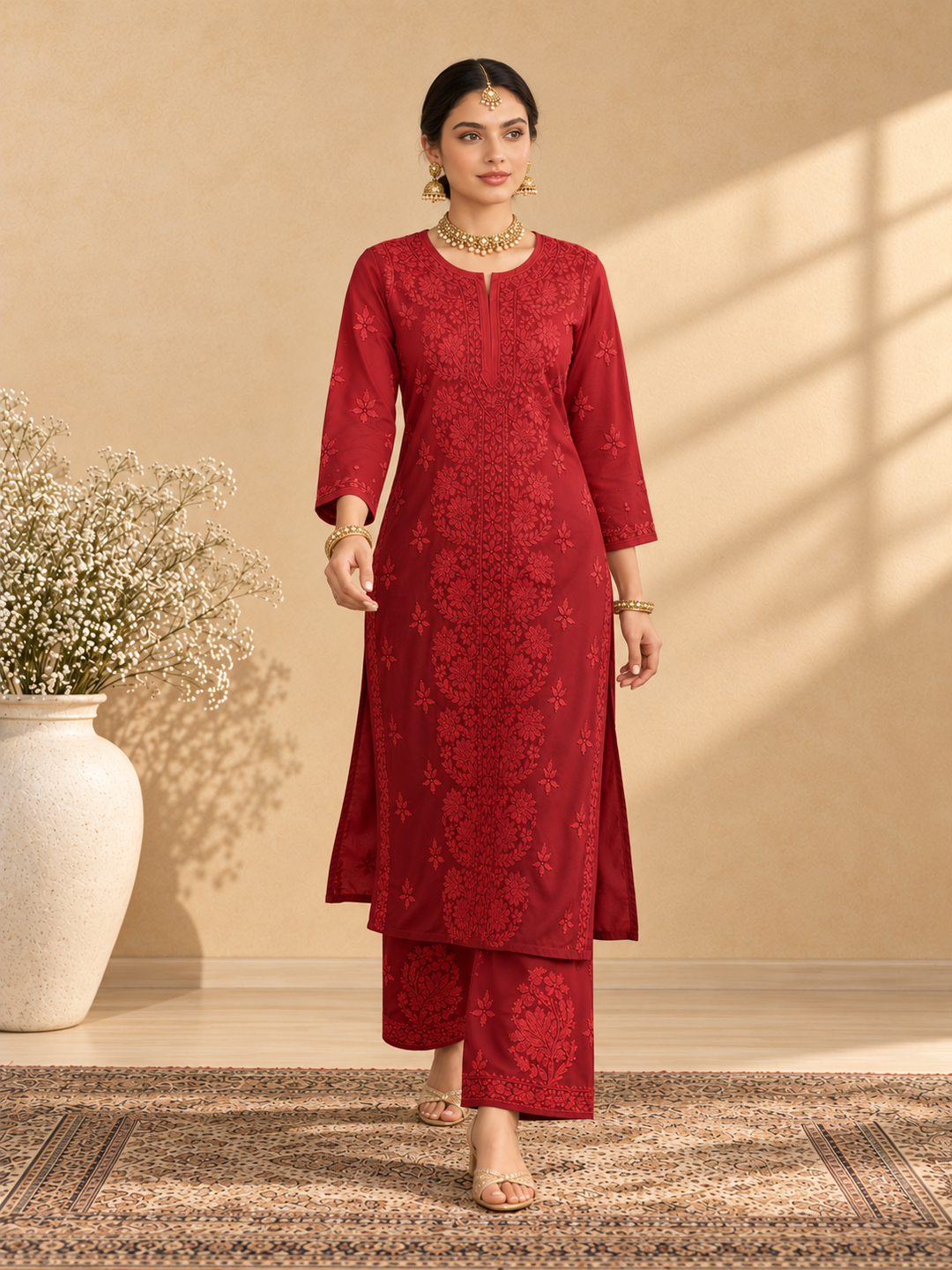 Shireen Modal Chikankari Ombre Co-ord Set