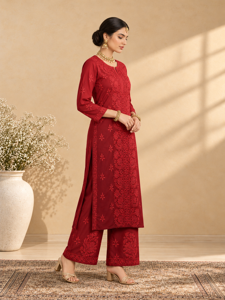 Shireen Modal Chikankari Ombre Co-ord Set