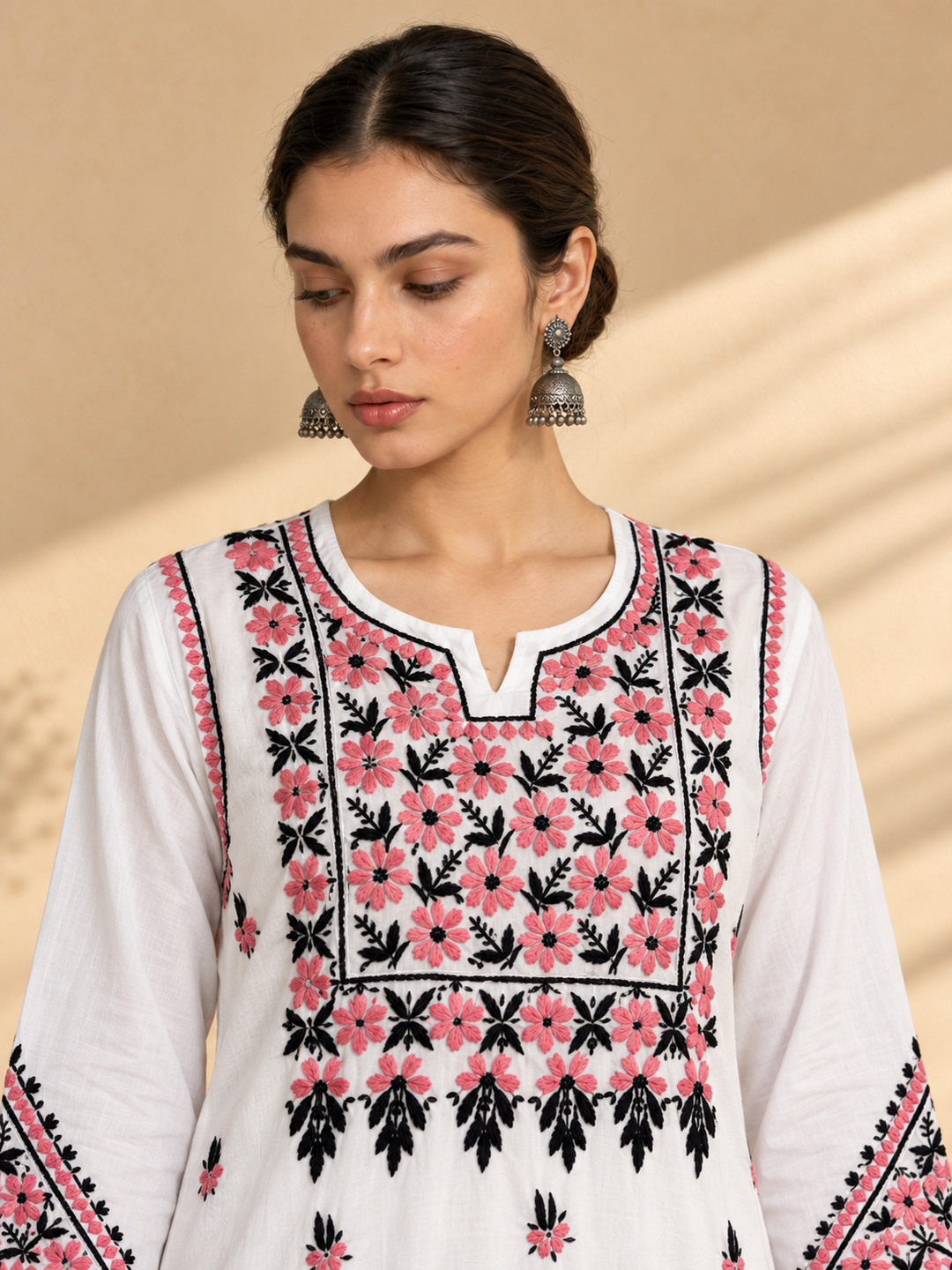 Laila Cotton Chikankari Straight Kurta