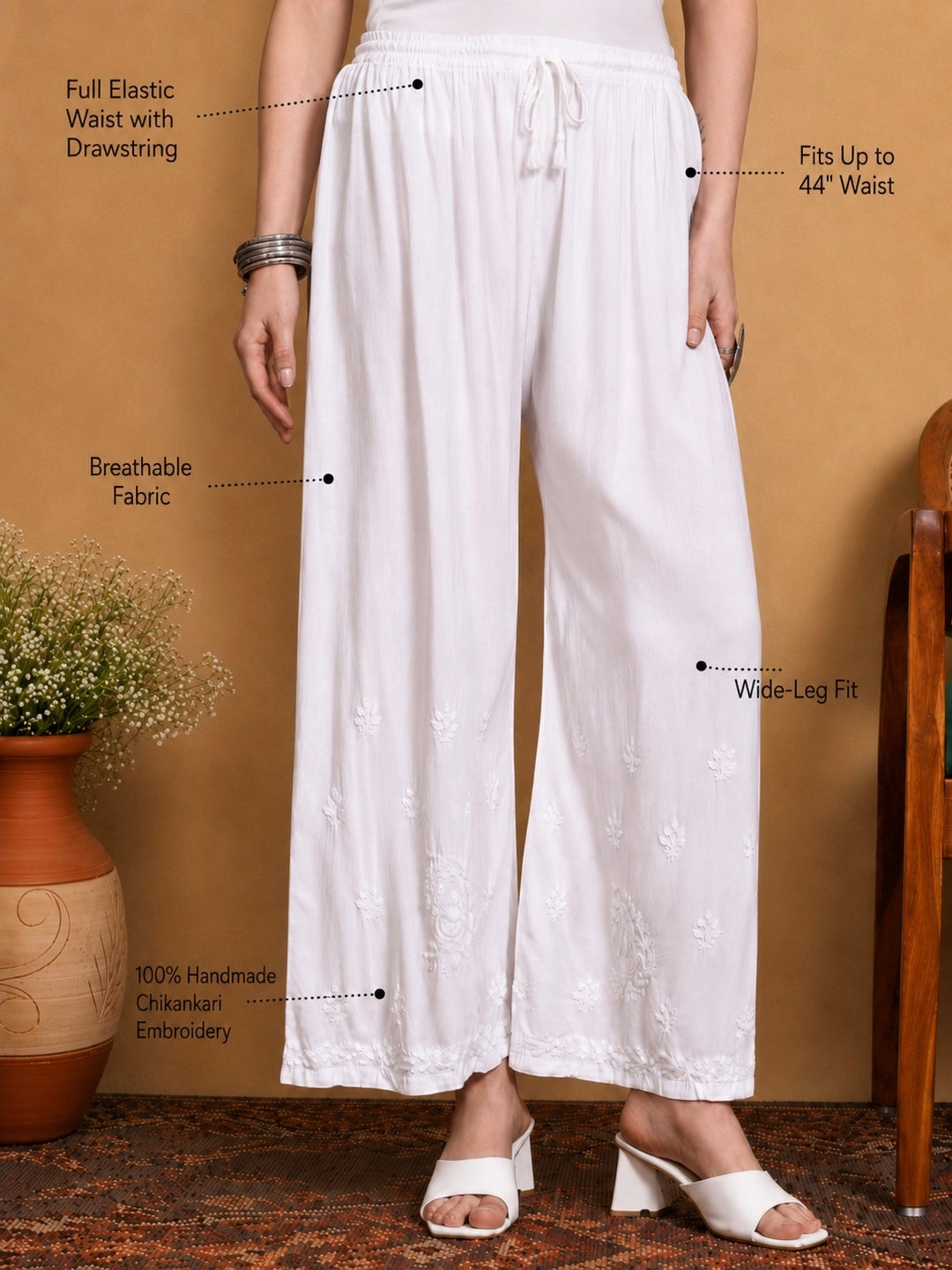 Yukti Chikankari Rayon Palazzo