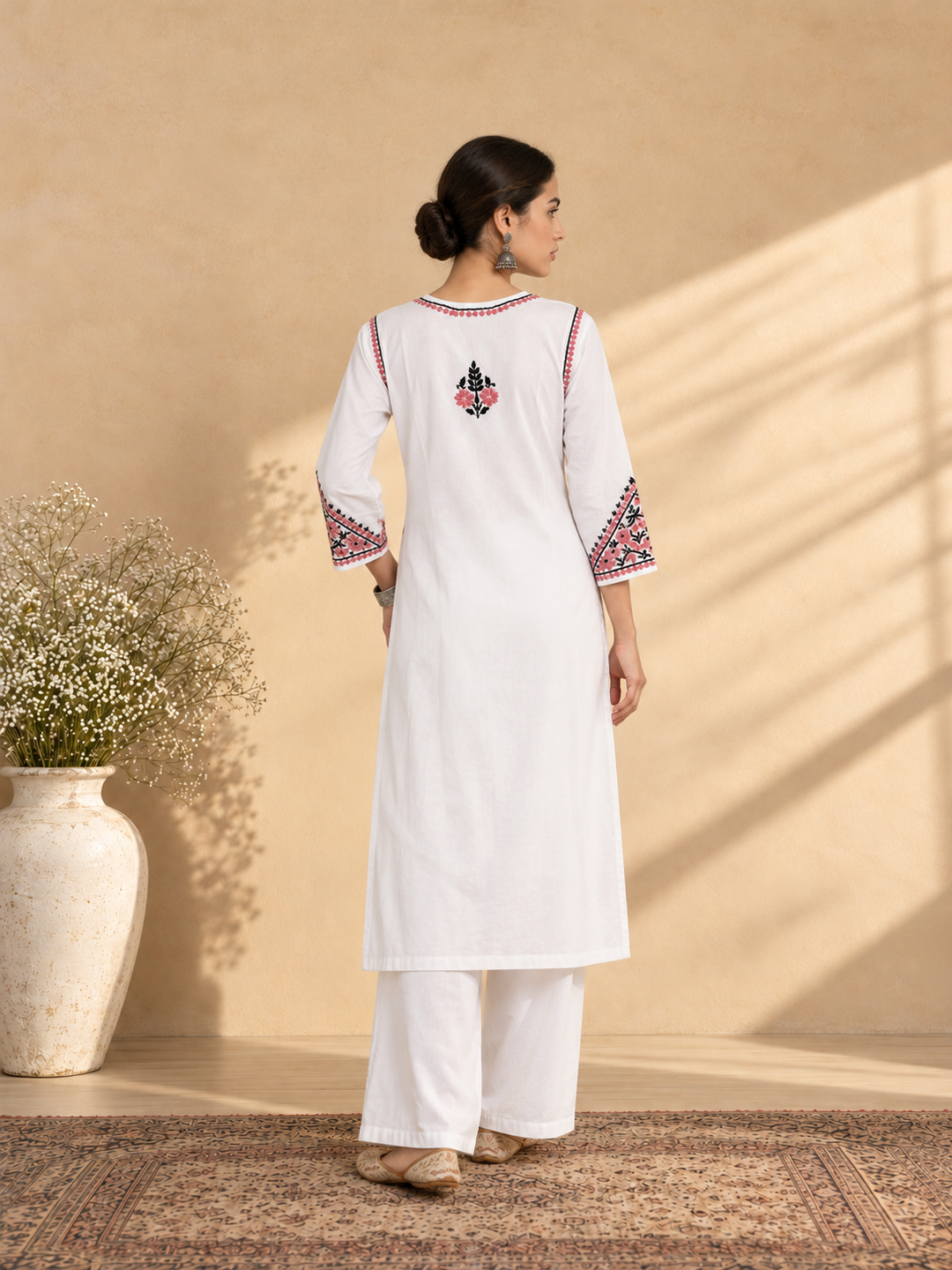 Laila Cotton Chikankari Straight Kurta