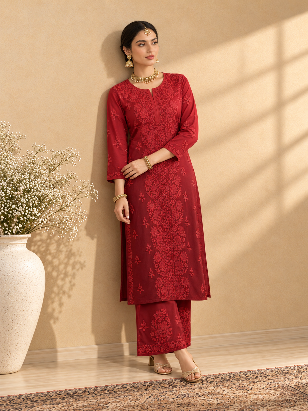 Shireen Modal Chikankari Ombre Co-ord Set