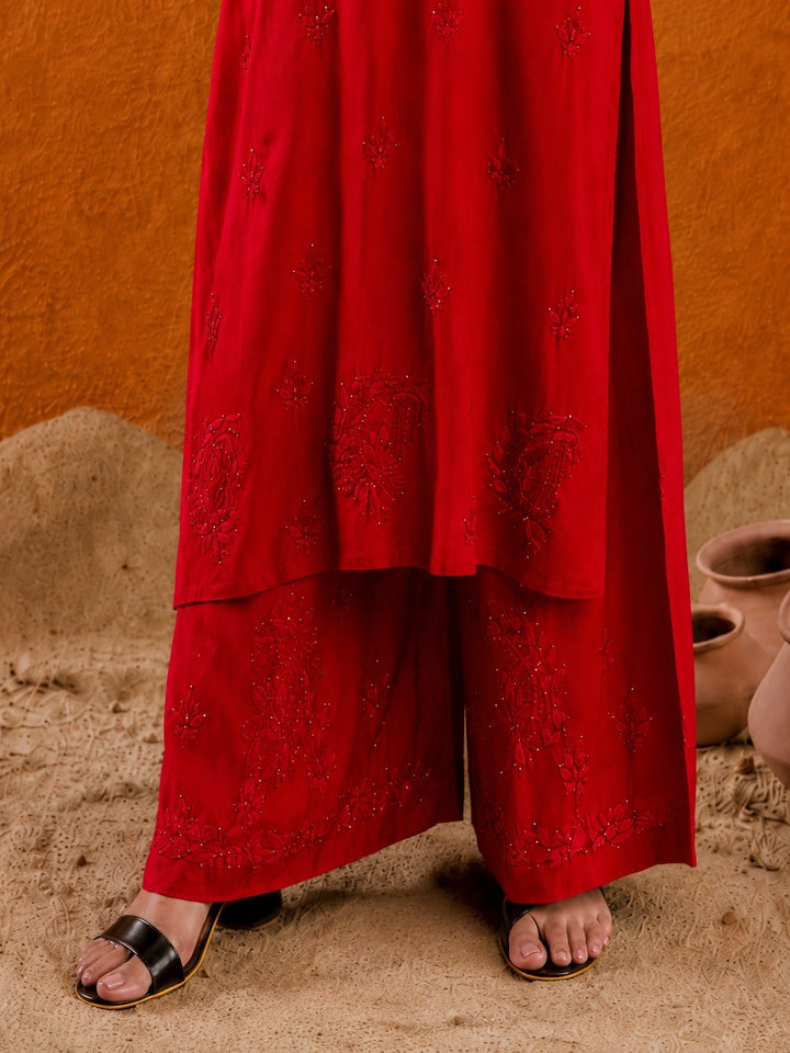 Avika Rayon Chikankari Mukaish Co-ord Set