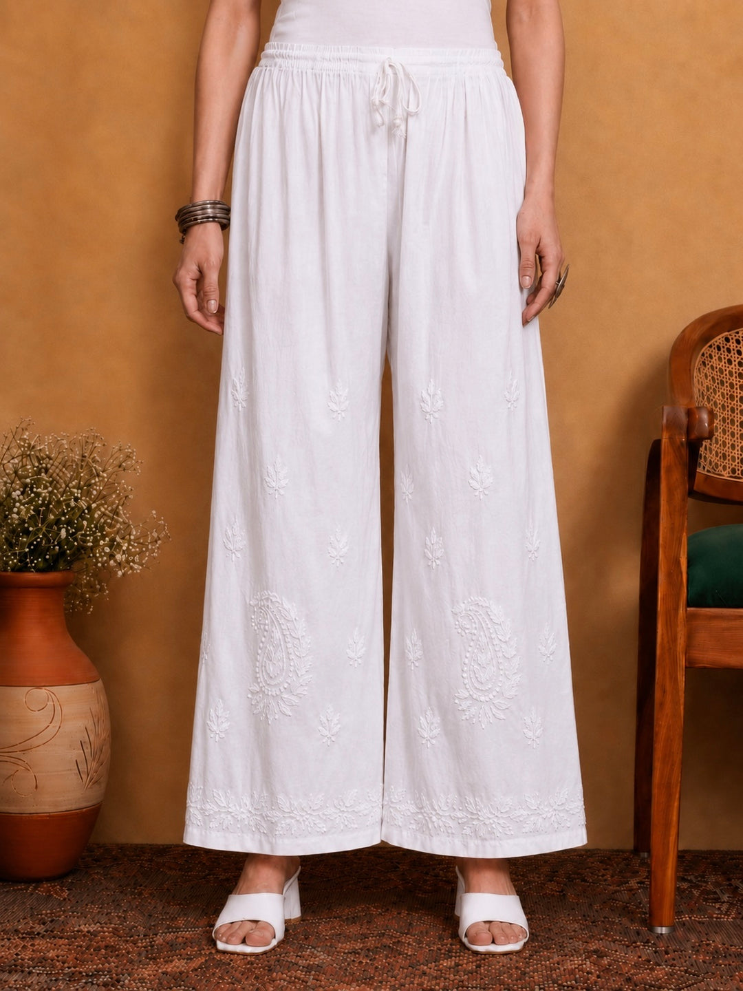 Qala Chikankari Cotton Palazzo
