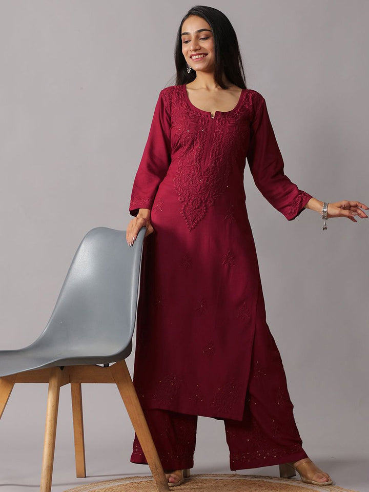 Avika Rayon Chikankari Mukaish Co-ord Set
