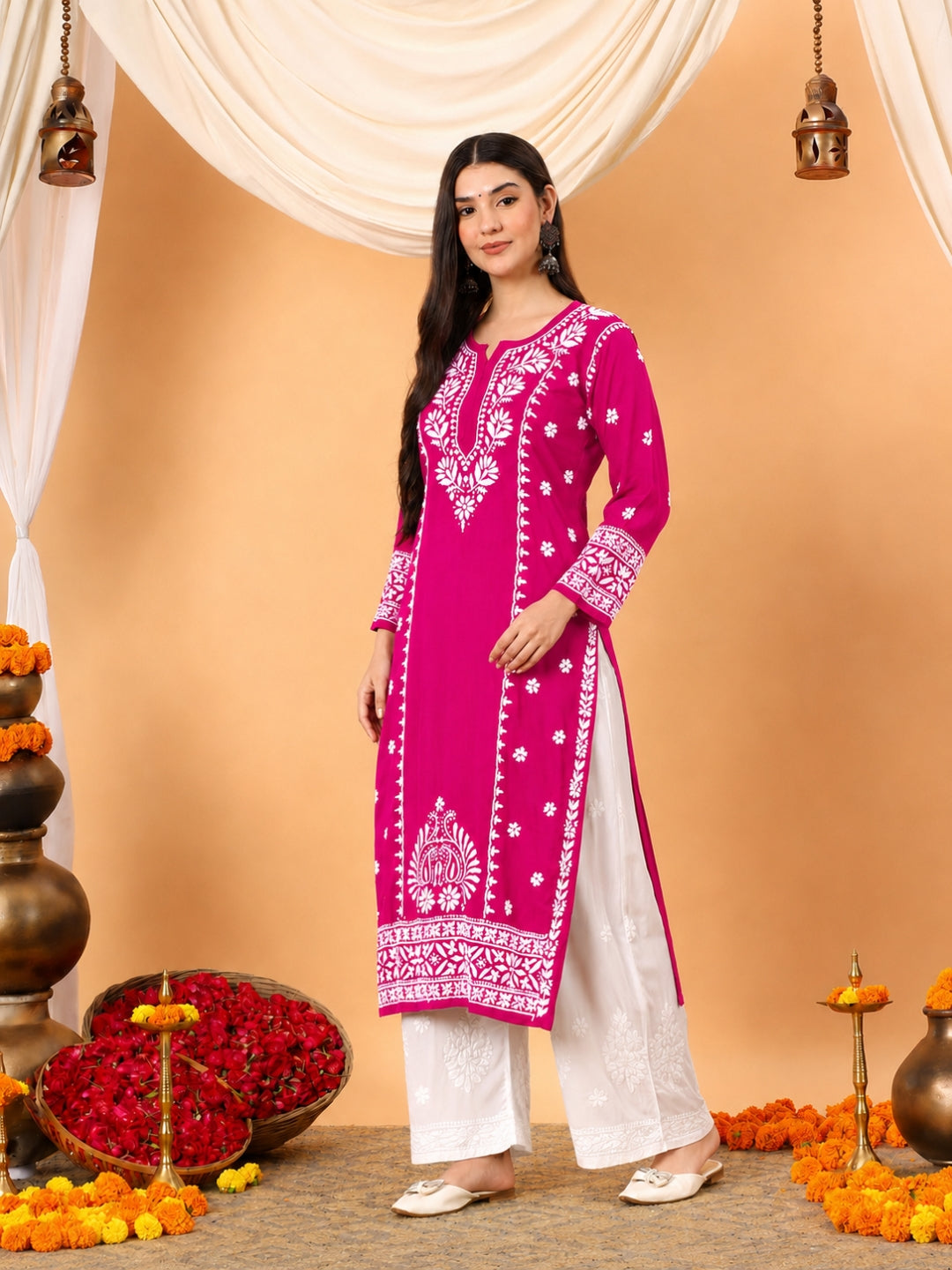 Gauri Modal Chikankari Premium Straight Kurta