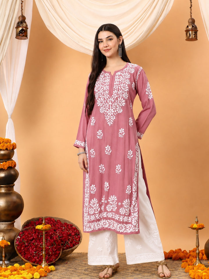 Rekha Modal Chikankari Premium Straight Kurta