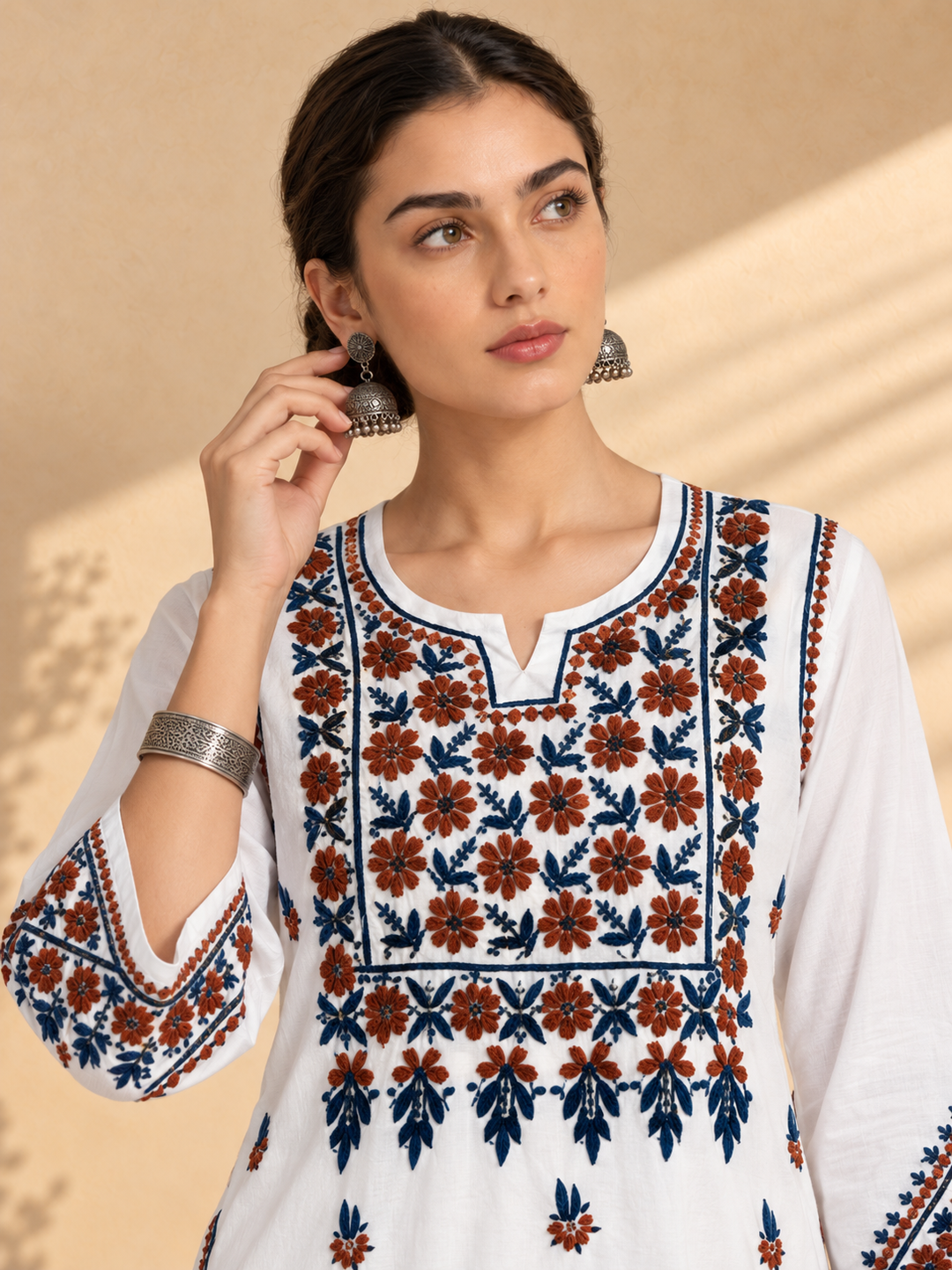 Laila Cotton Chikankari Straight Kurta