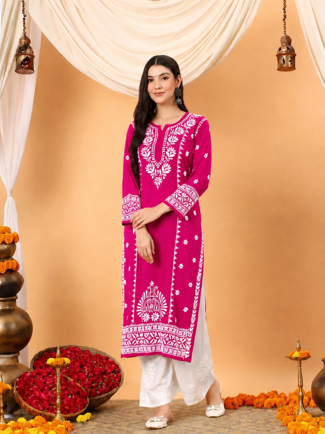 Gauri Modal Chikankari Premium Straight Kurta