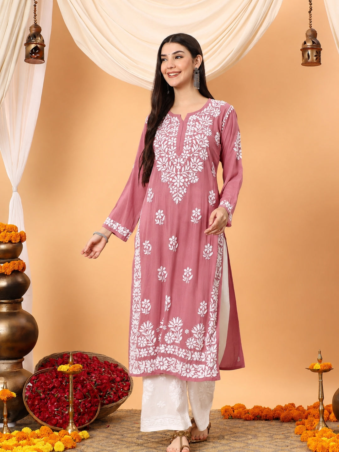 Rekha Modal Chikankari Premium Straight Kurta