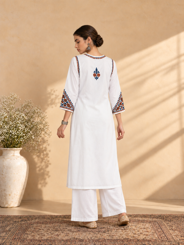 Laila Cotton Chikankari Straight Kurta