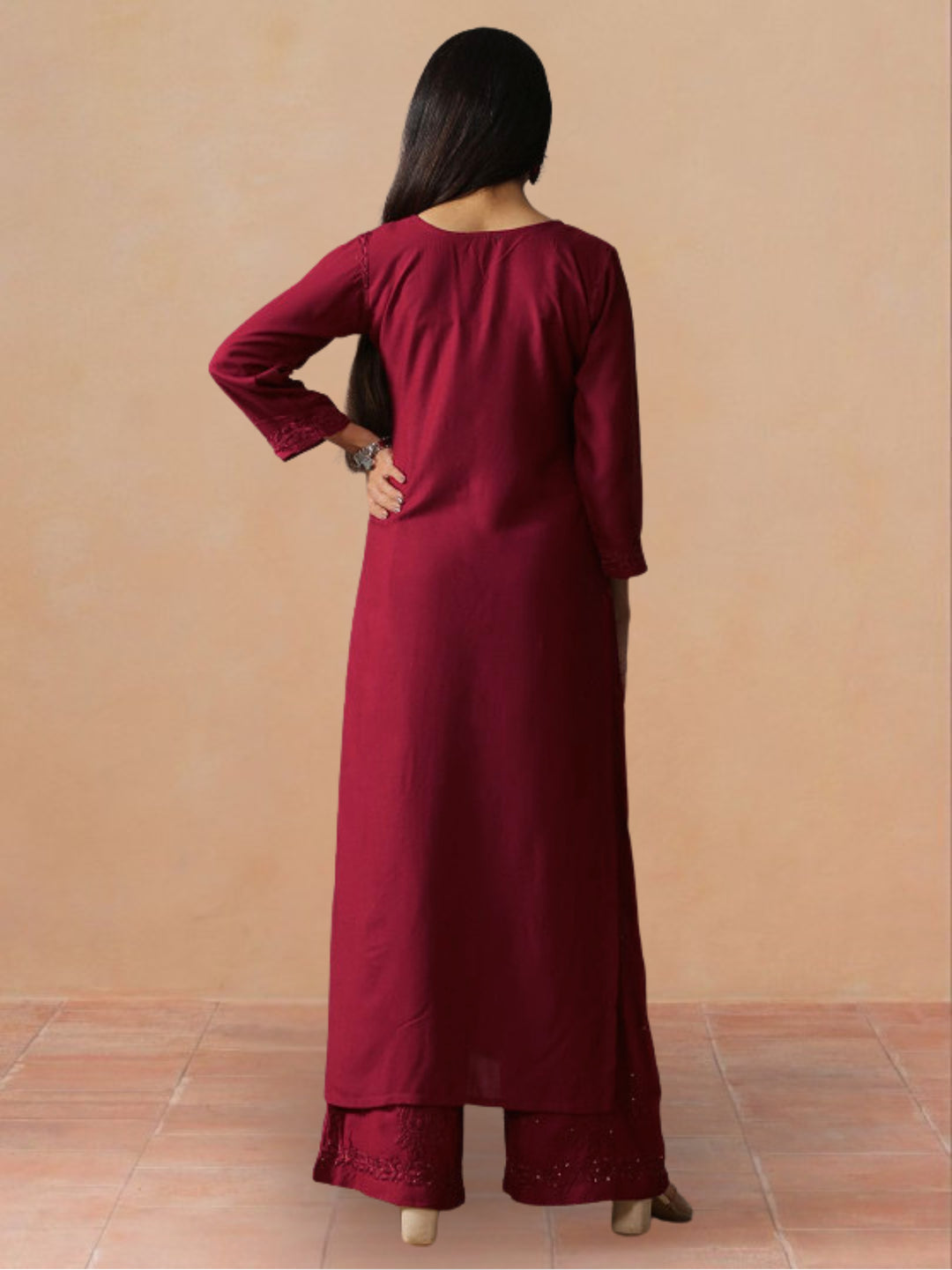 Avika Rayon Chikankari Mukaish Co-ord Set