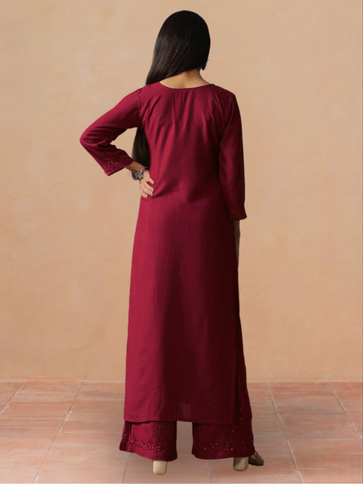 Avika Rayon Chikankari Mukaish Co-ord Set