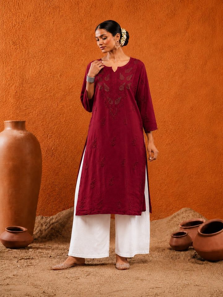 Karisma Chanderi Chikankari Mukaish Straight Kurta