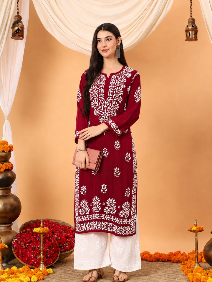 Rekha Modal Chikankari Premium Straight Kurta