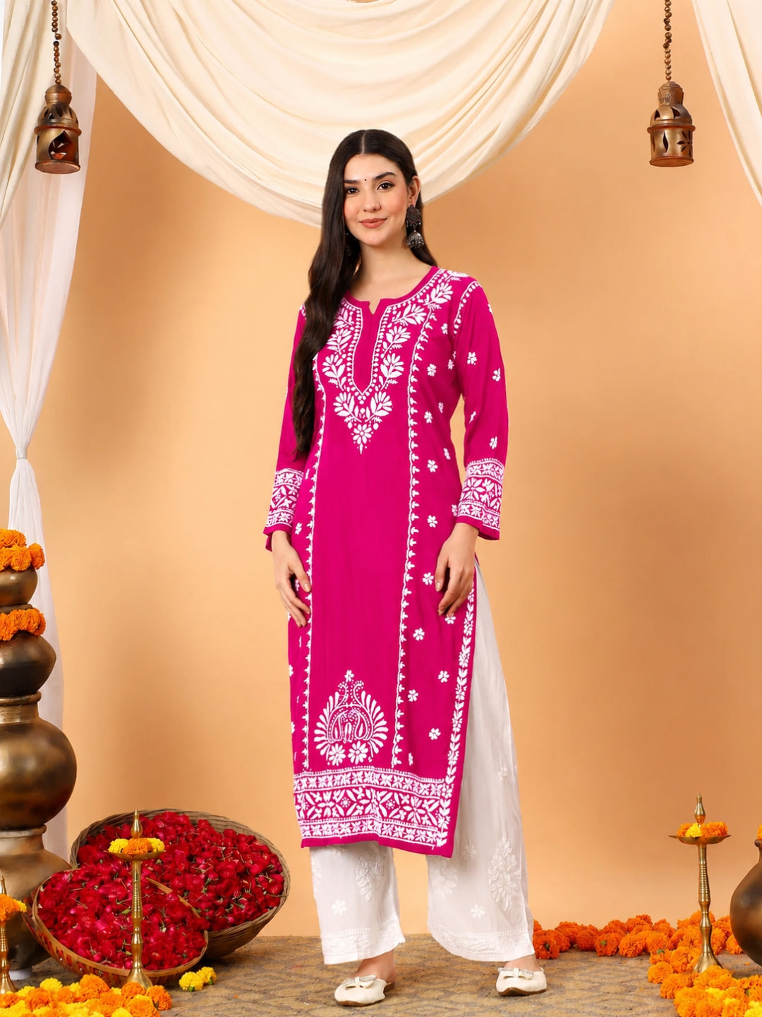 Gauri Modal Chikankari Premium Straight Kurta