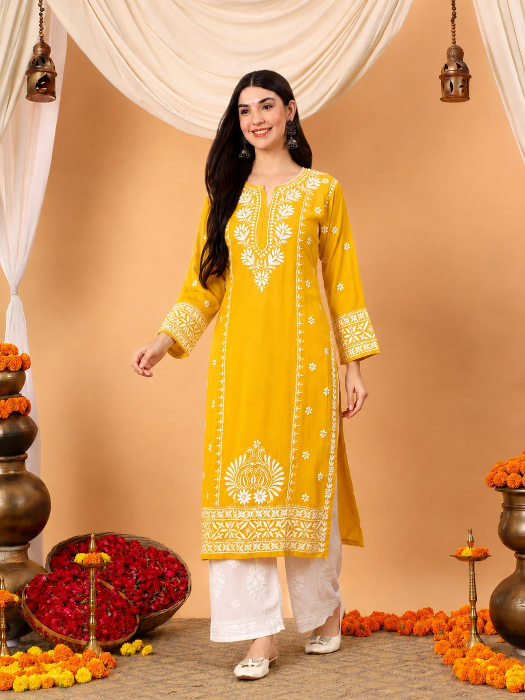 Gauri Modal Chikankari Premium Straight Kurta