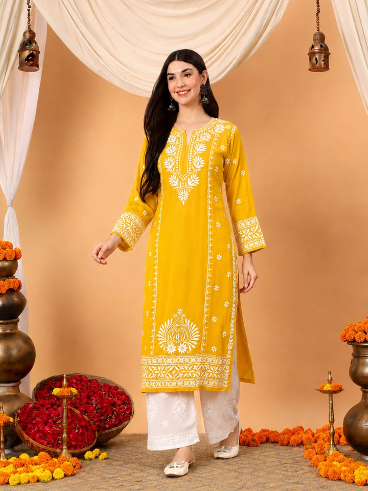 Gauri Modal Chikankari Premium Straight Kurta