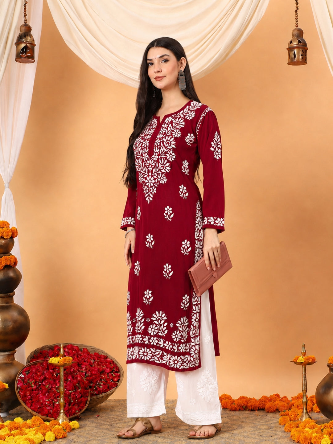Rekha Modal Chikankari Premium Straight Kurta