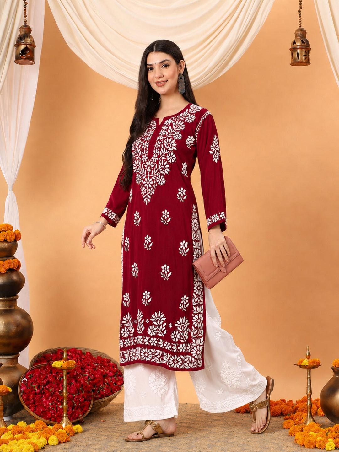 Rekha Modal Chikankari Premium Straight Kurta