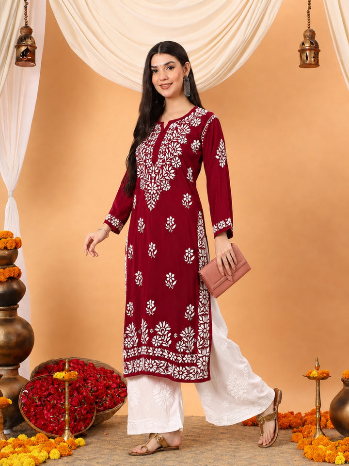 Rekha Modal Chikankari Premium Straight Kurta