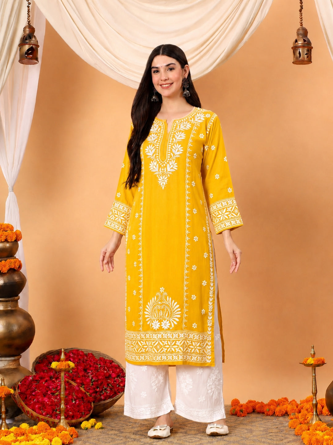 Gauri Modal Chikankari Premium Straight Kurta