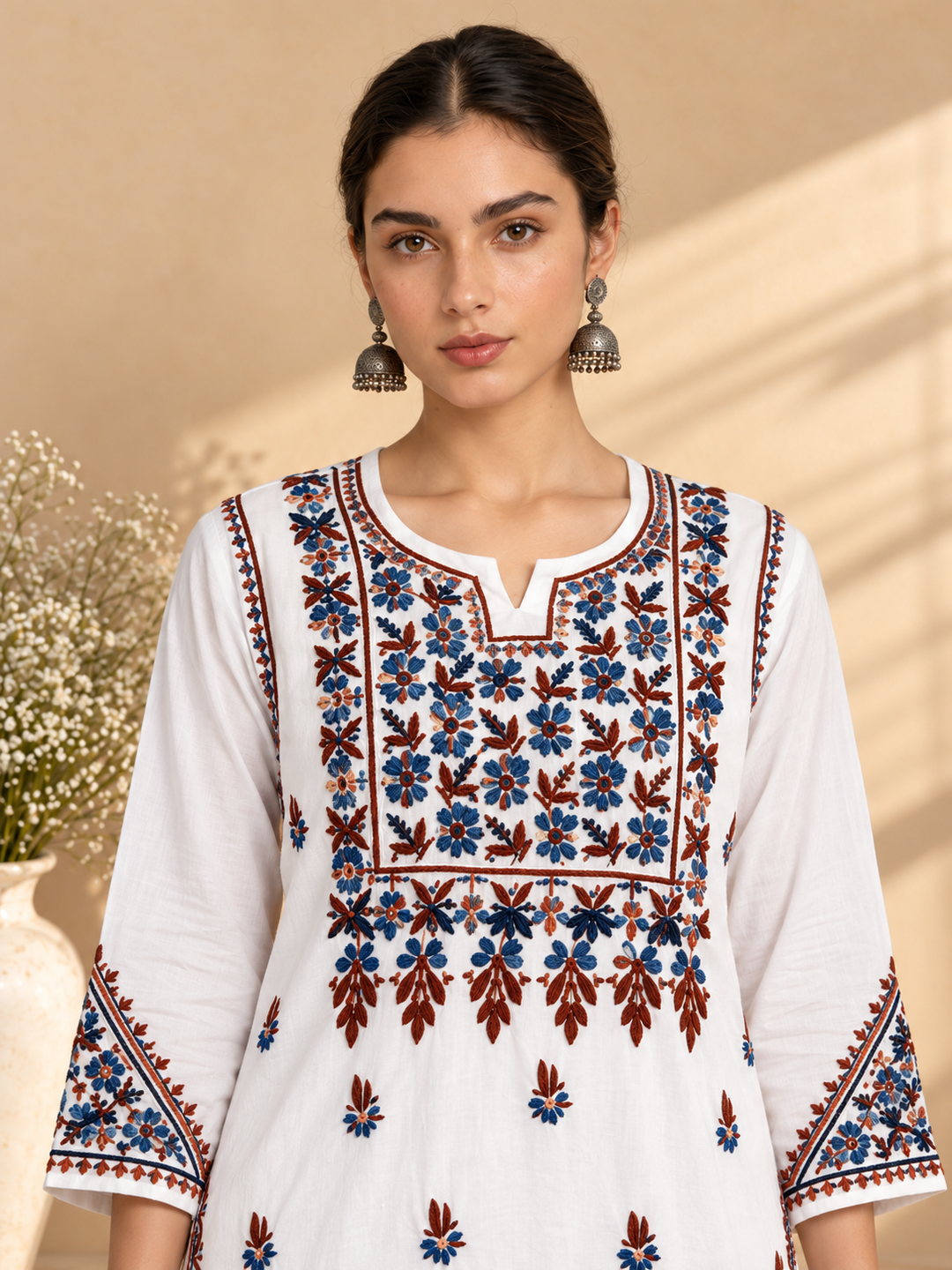Laila Cotton Chikankari Straight Kurta