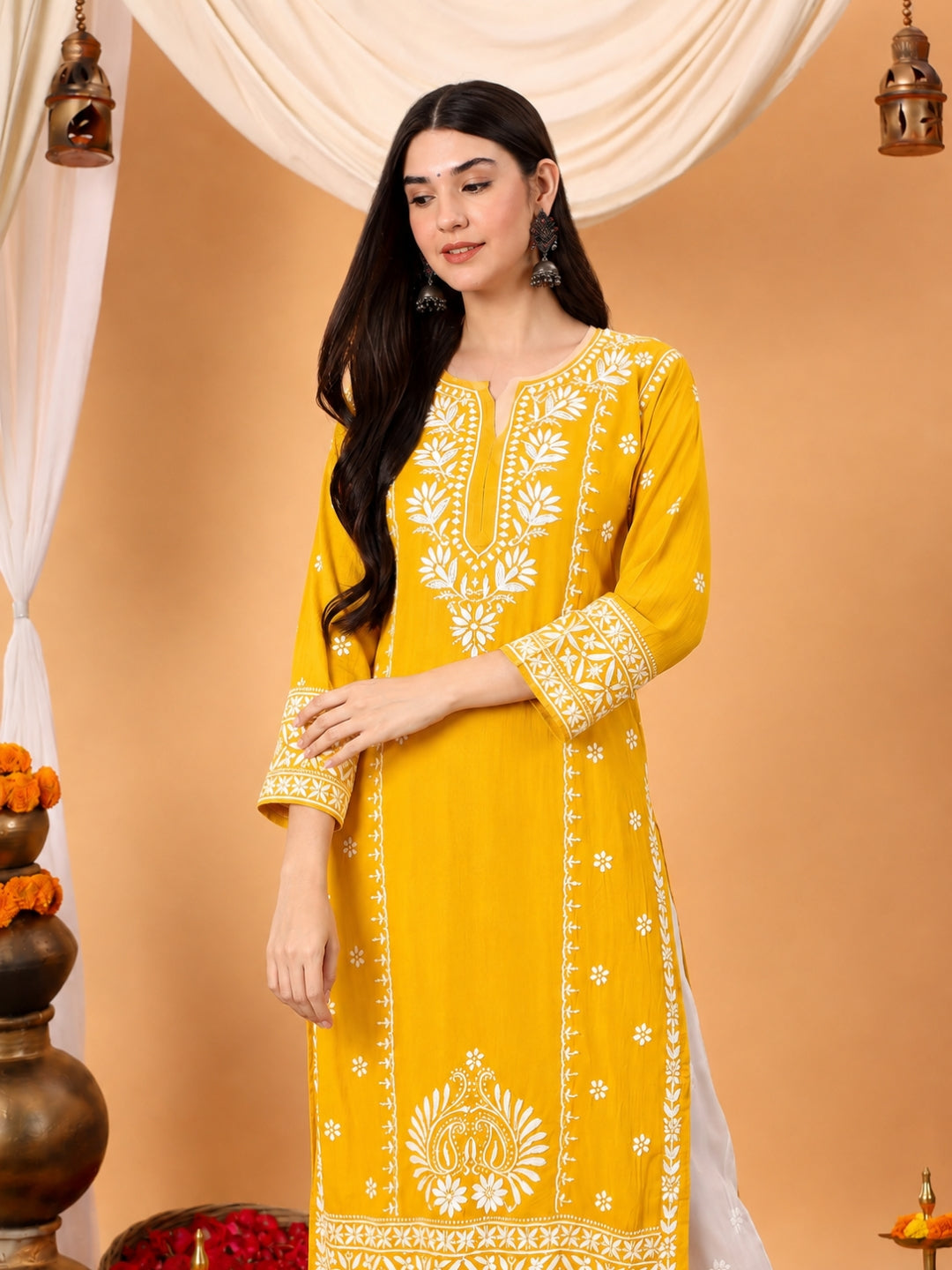 Gauri Modal Chikankari Premium Straight Kurta