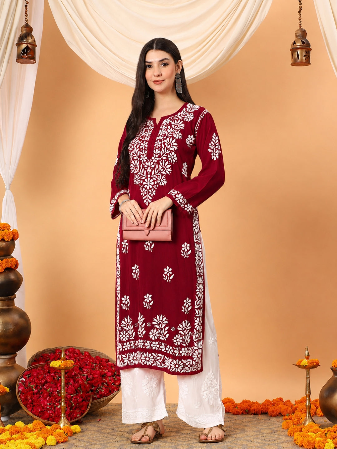 Rekha Modal Chikankari Premium Straight Kurta