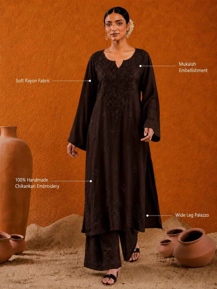 Avika Rayon Chikankari Mukaish Co-ord Set