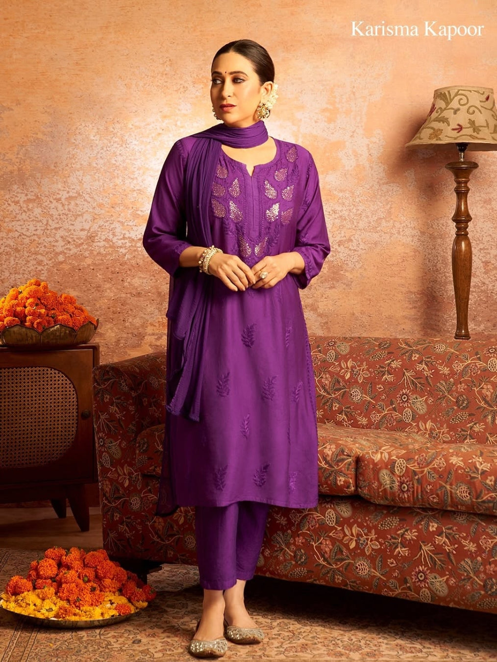 Karisma Chanderi Chikankari Mukaish Straight Kurta