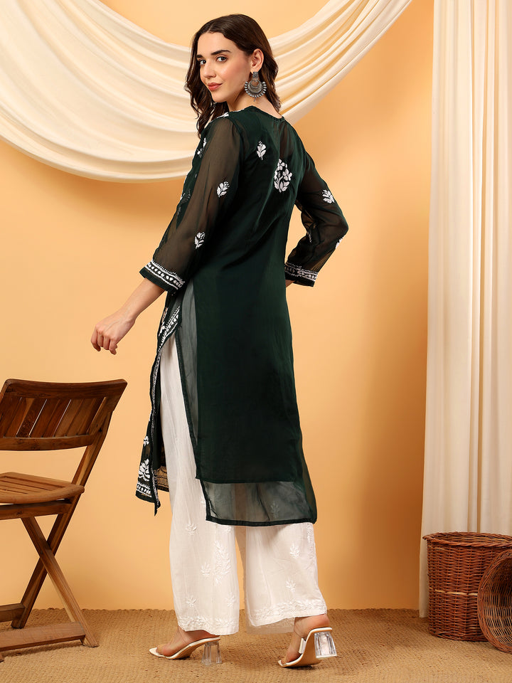 Jannat Chikankari Sheer Georgette Straight Kurta