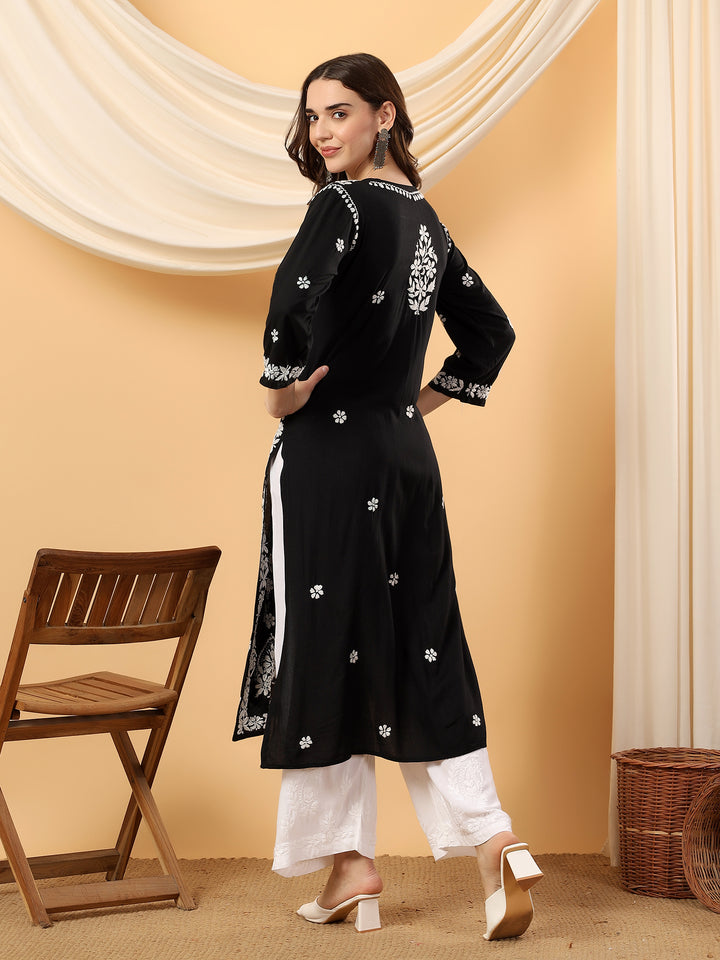 Rosy Chikankari Rayon Straight Kurta