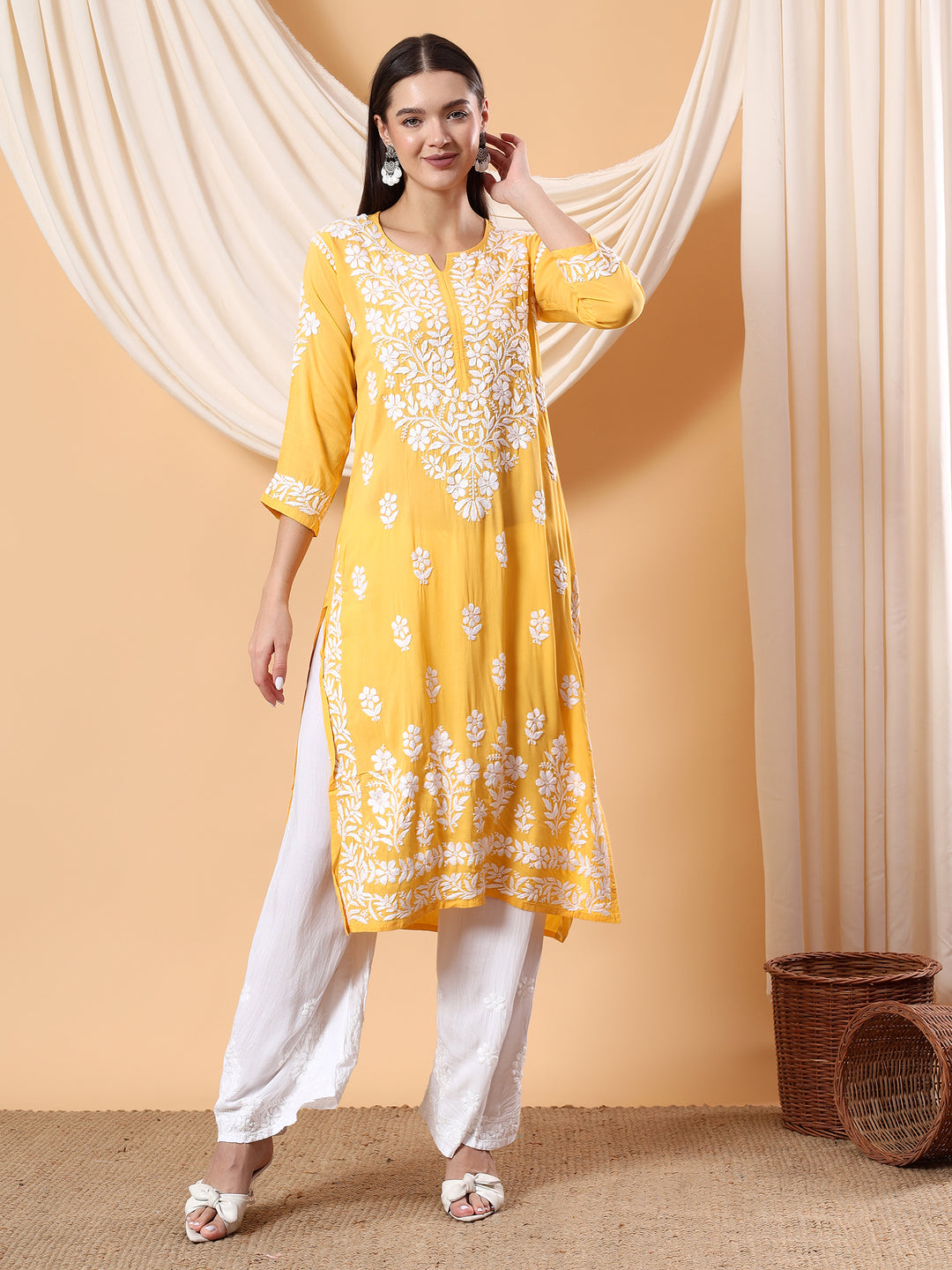 Bhumi Chikankari Premium Modal Straight Kurta