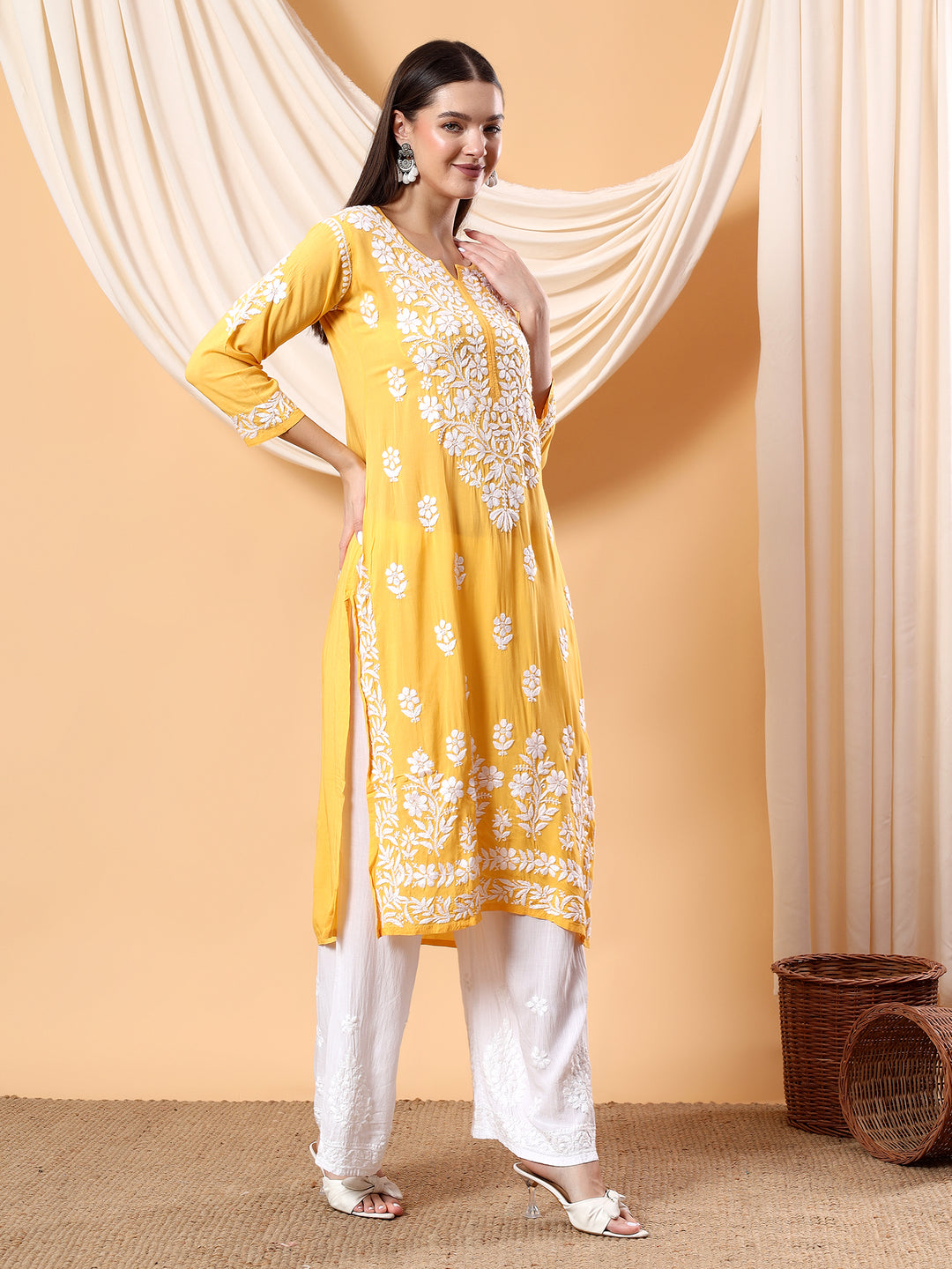 Bhumi Chikankari Premium Modal Straight Kurta