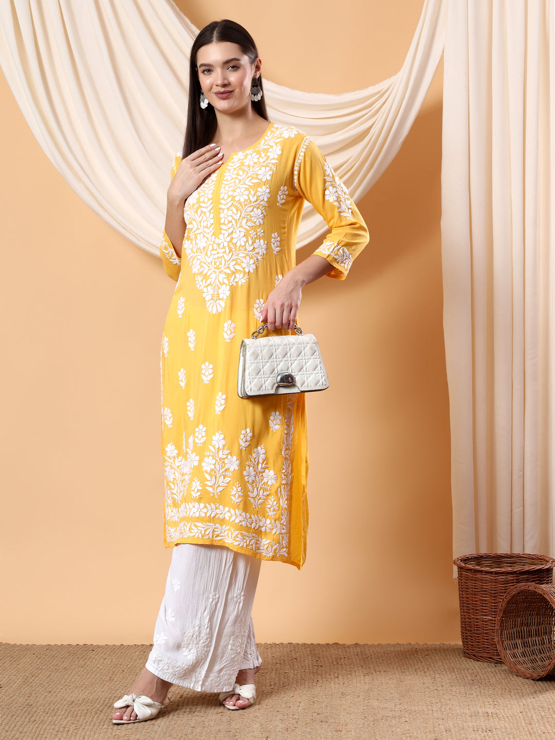 Bhumi Chikankari Premium Modal Straight Kurta