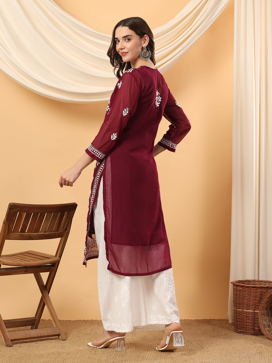 Jannat Chikankari Sheer Georgette Straight Kurta