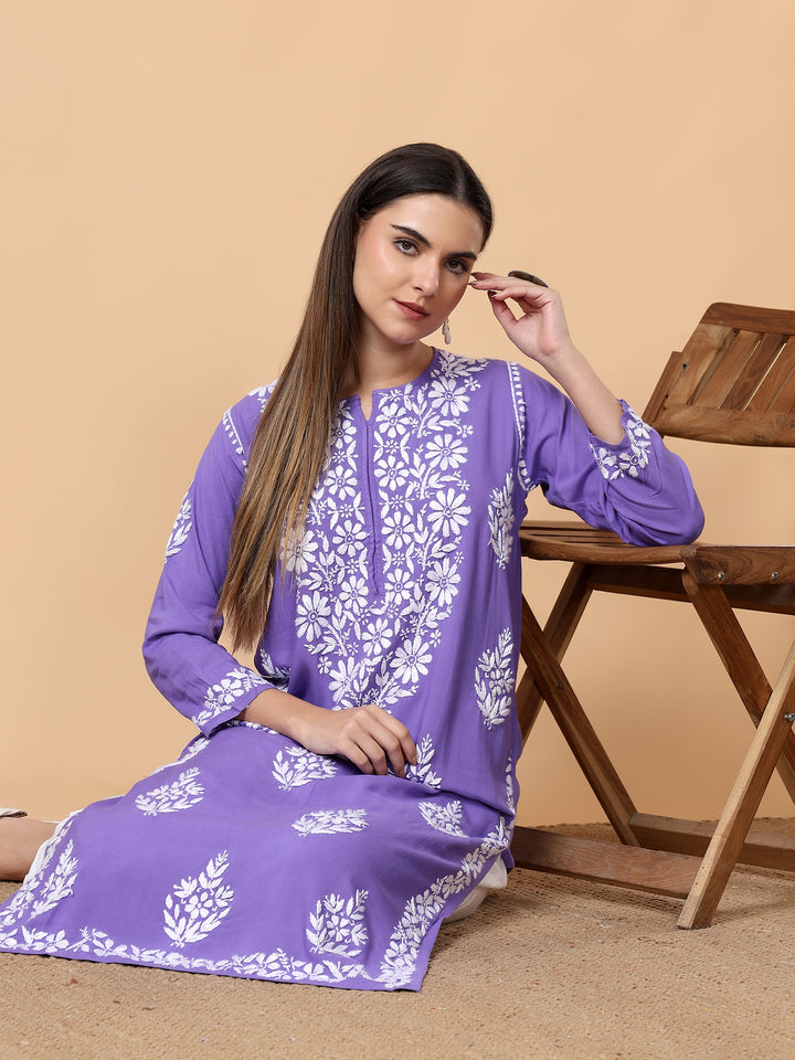 Jahnvi Chikankari Rayon Straight Kurta