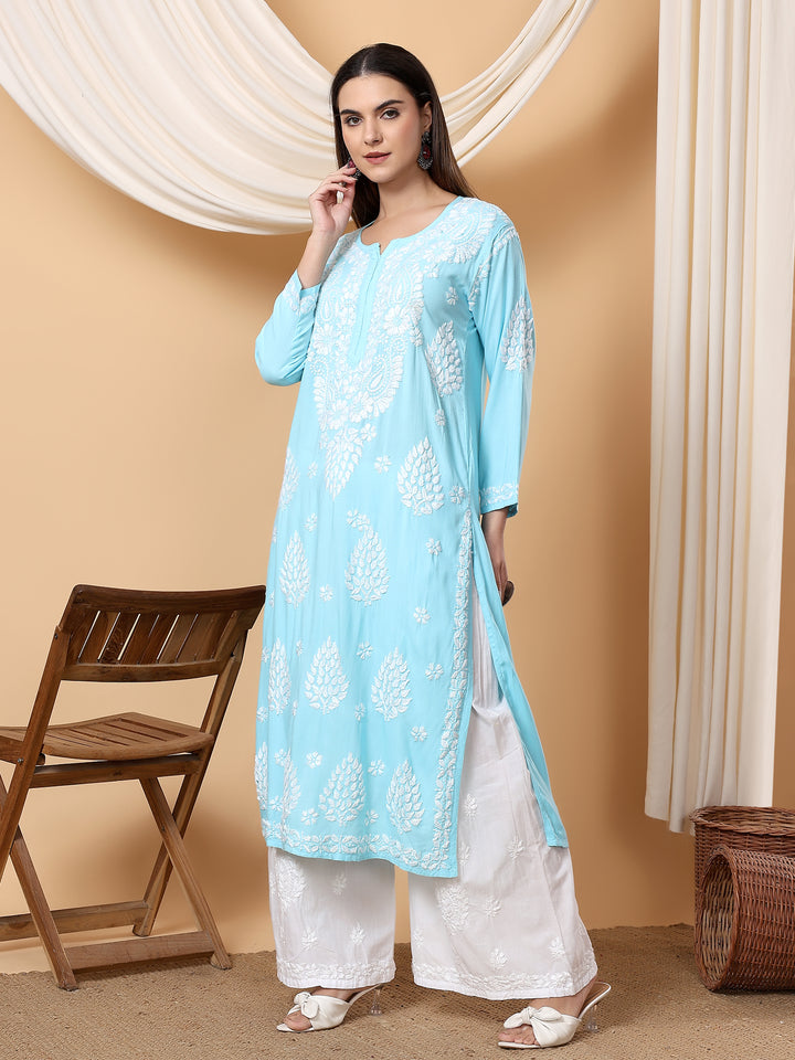 Neha Chikankari Rayon Straight Kurta