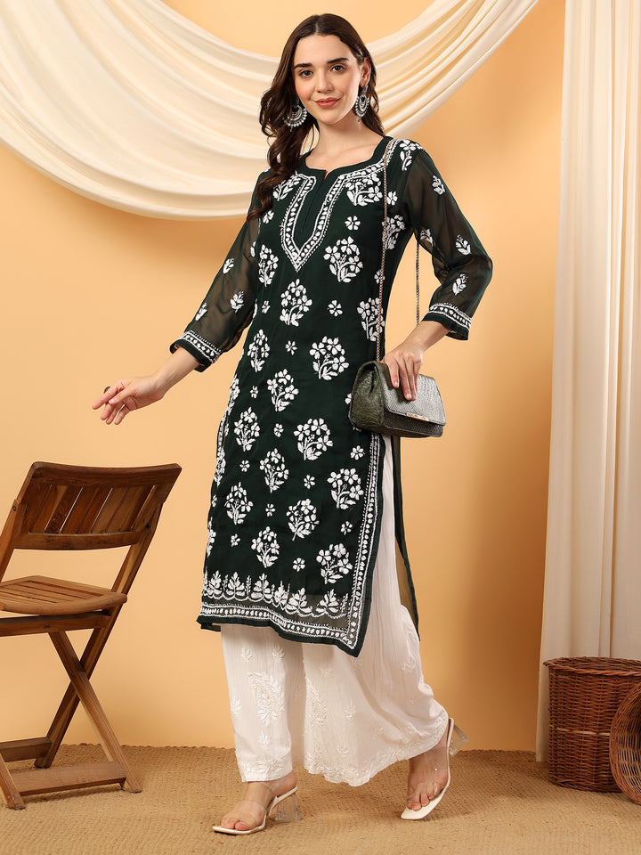 Jannat Chikankari Sheer Georgette Straight Kurta