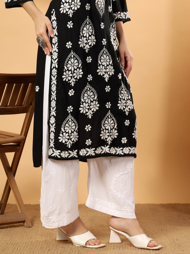 Rosy Chikankari Rayon Straight Kurta