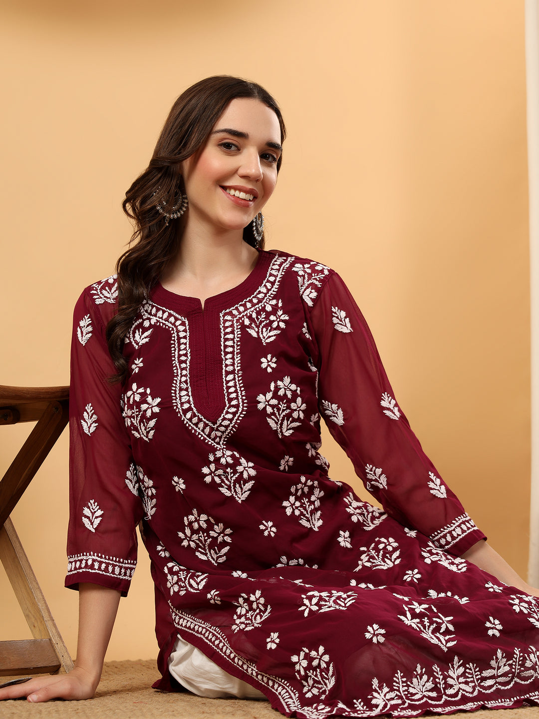 Jannat Chikankari Sheer Georgette Straight Kurta