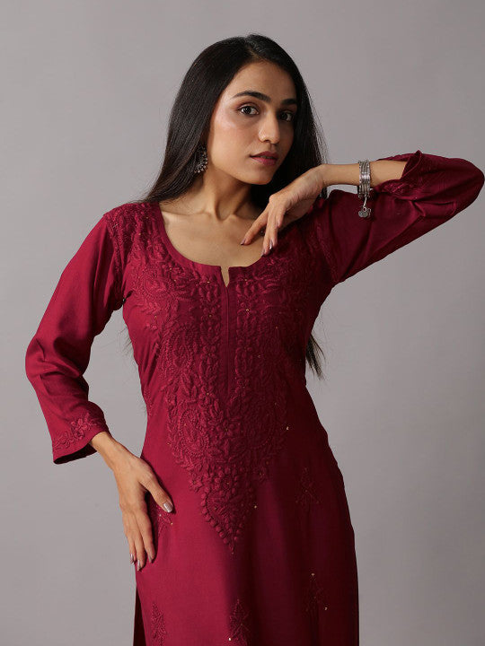 Avika Rayon Chikankari Mukaish Co-ord Set