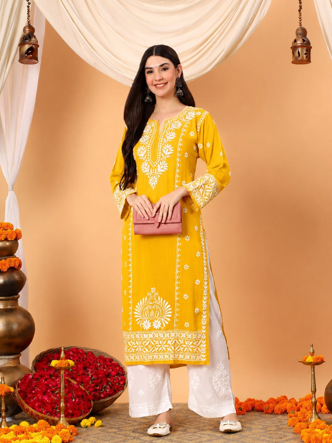 Gauri Modal Chikankari Premium Straight Kurta