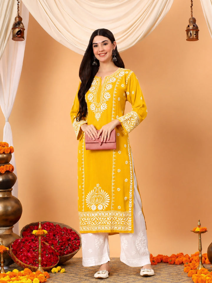 Gauri Modal Chikankari Premium Straight Kurta