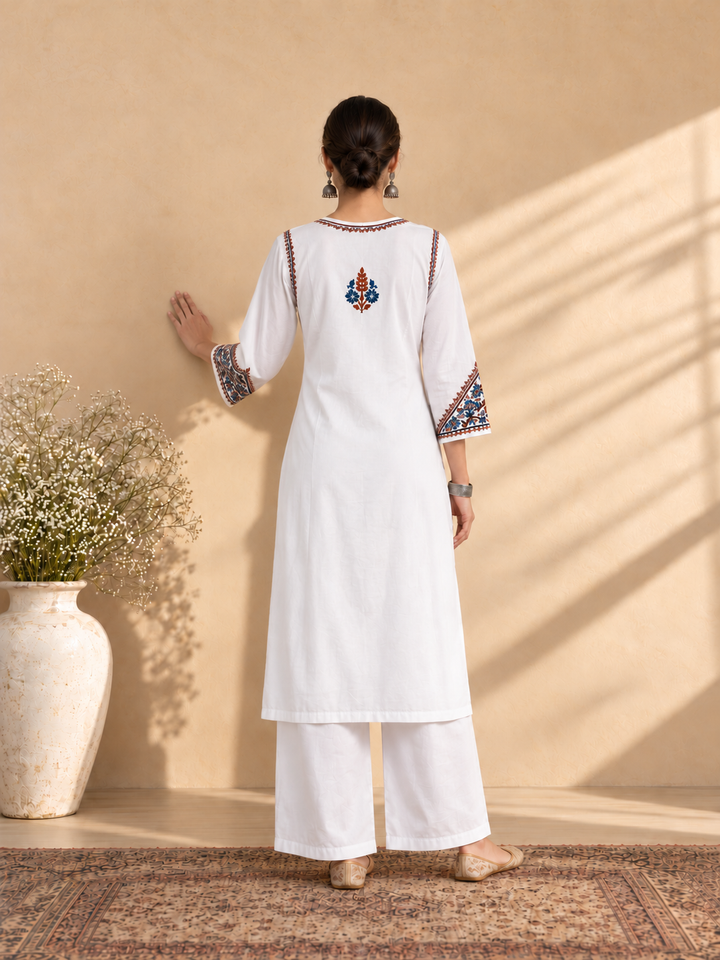 Laila Cotton Chikankari Straight Kurta