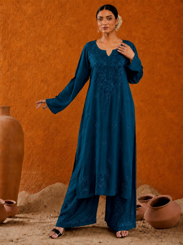 Avika Rayon Chikankari Mukaish Co-ord Set