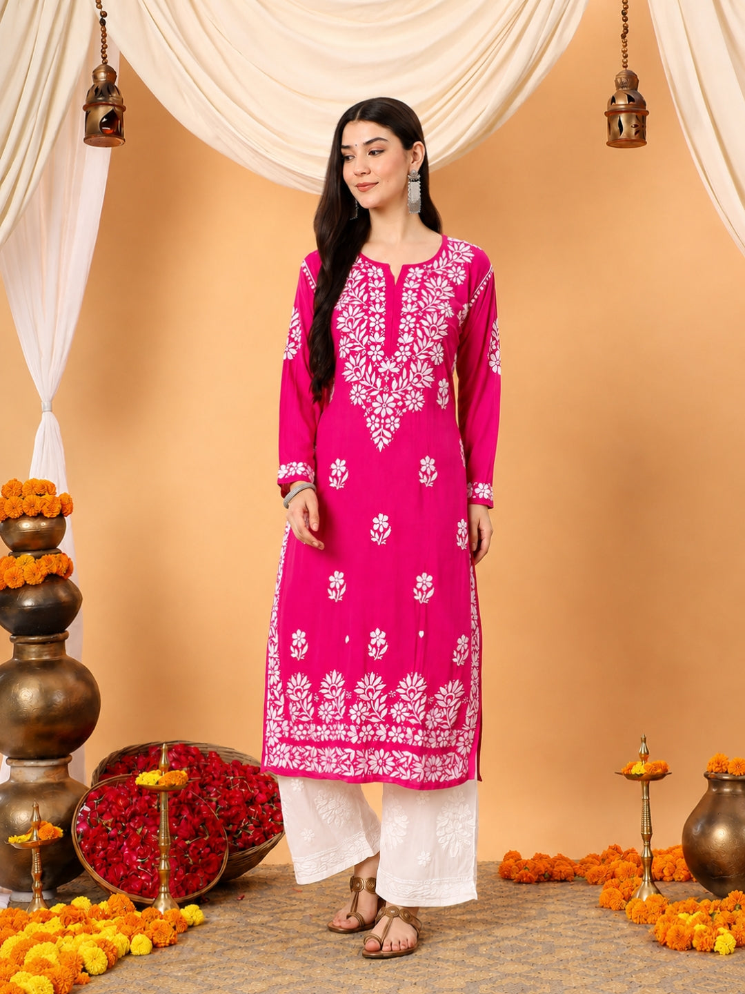 Rekha Modal Chikankari Premium Straight Kurta